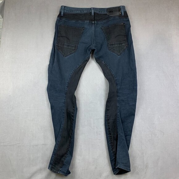 G Star Raw Mens Pants 33 Blue Black Colorblock Denim Jeans Arc 3D Slim 33x32 - Picture 10 of 15